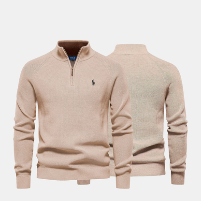 Zip-Neck Knit Sweater