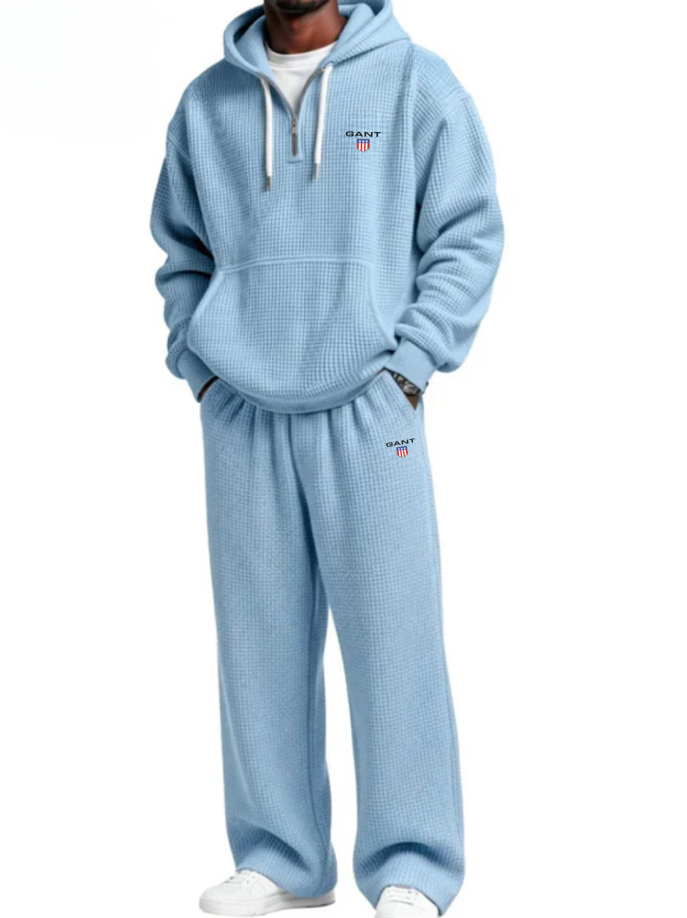 Waffle-Knit Performance Hooded Sweatshirt & Jogger Set