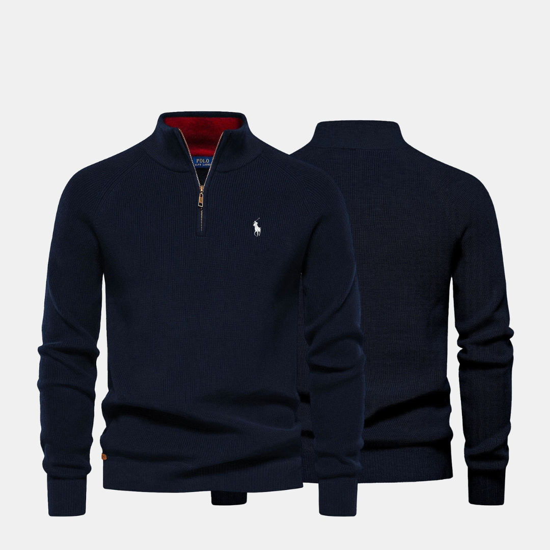 Zip-Neck Knit Sweater