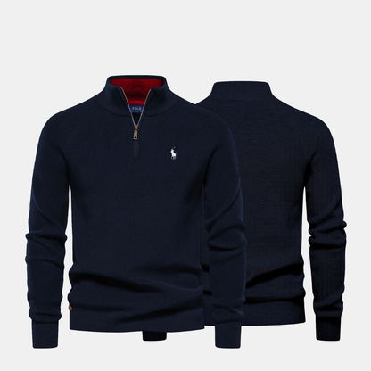 Zip-Neck Knit Sweater