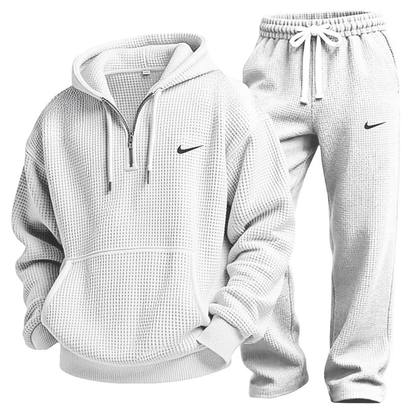 Waffle-Knit Performance Hooded Sweatshirt & Jogger Set