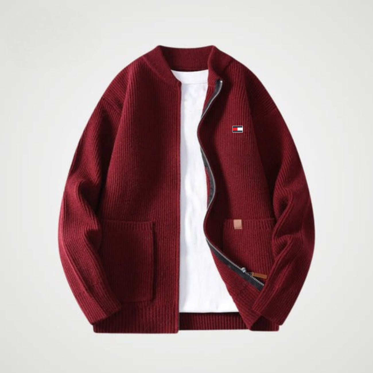 Zip-Front Knit Cardigan