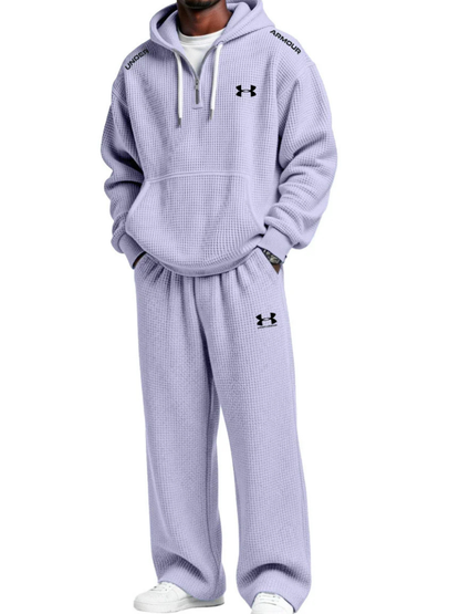 Waffle-Knit Performance Hooded Sweatshirt & Jogger Set