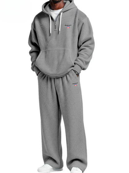 Waffle-Knit Performance Hooded Sweatshirt & Jogger Set