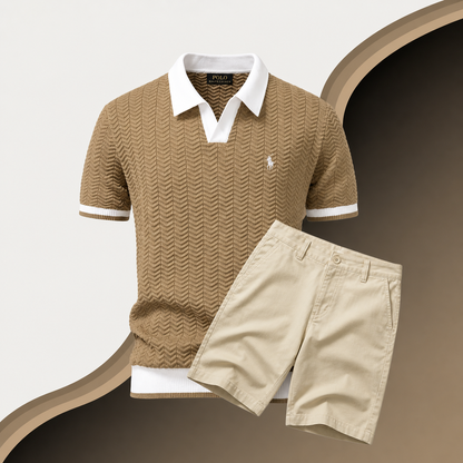 Slim-Fit Cotton Shirt and Shorts Set