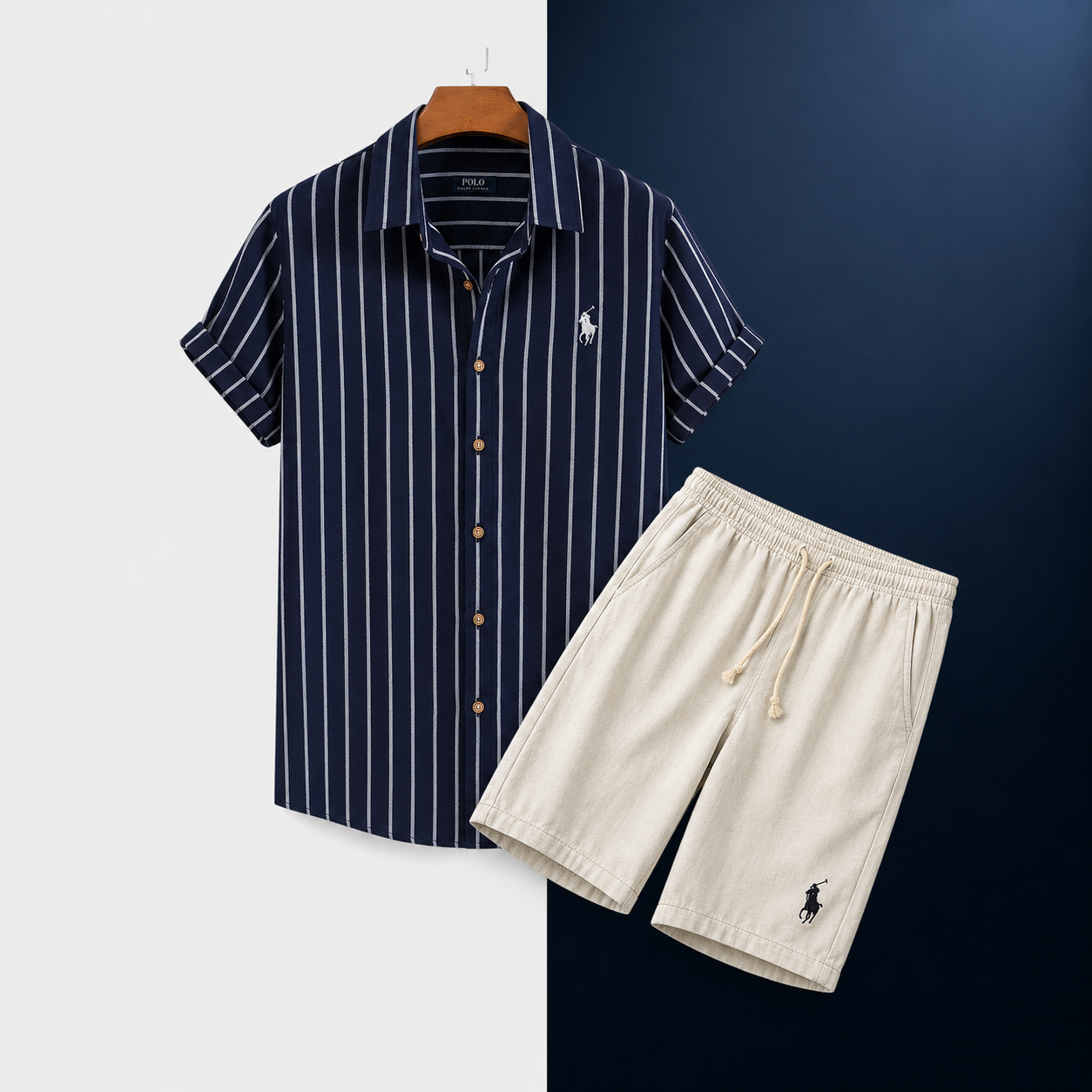 Relaxed-Fit Striped Shirt and Shorts Co-Ordinated Set