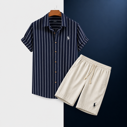 Relaxed-Fit Striped Shirt and Shorts Co-Ordinated Set