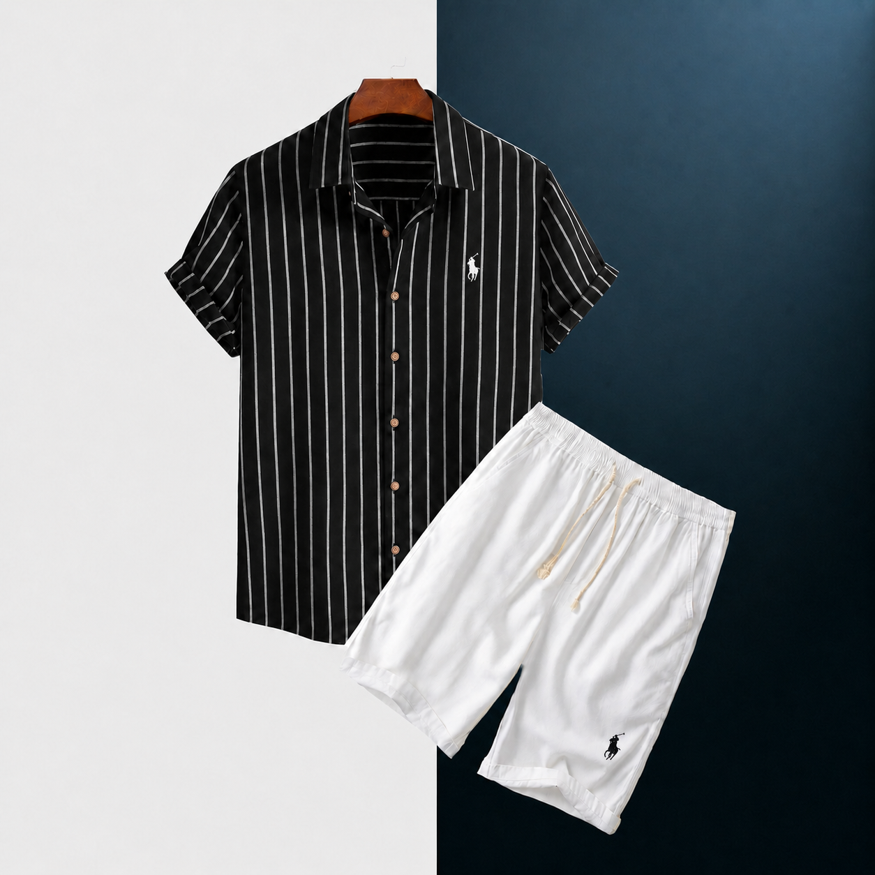 Relaxed-Fit Striped Shirt and Shorts Co-Ordinated Set