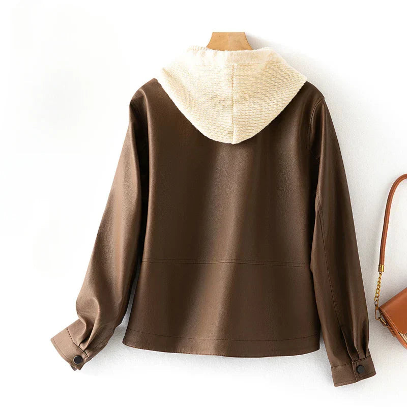 Noam leren hoodie