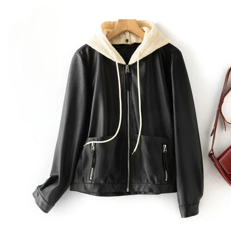 NOAM LEATHER HOODIE