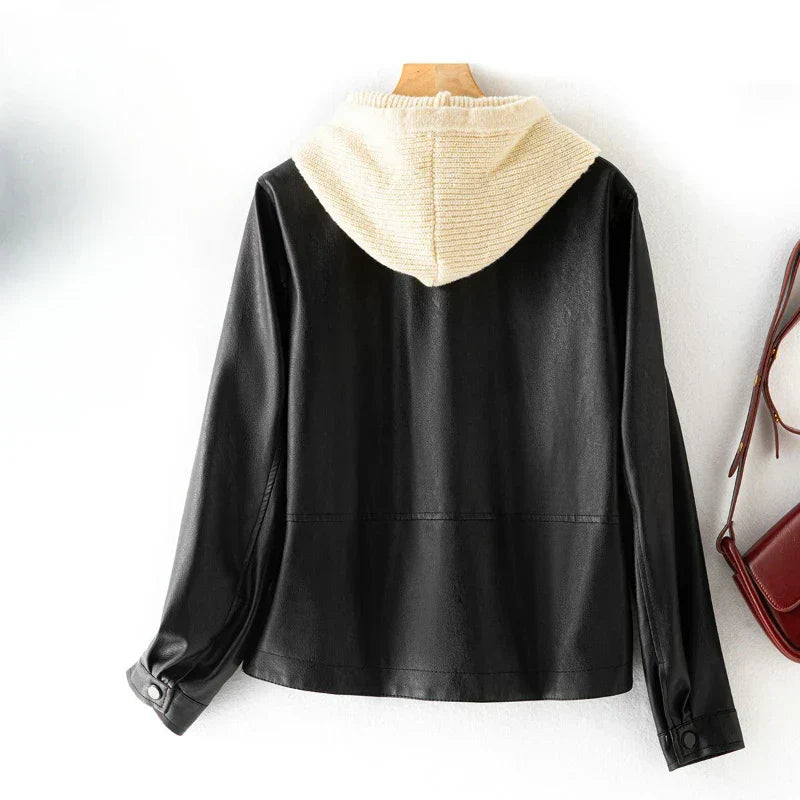 Noam leren hoodie