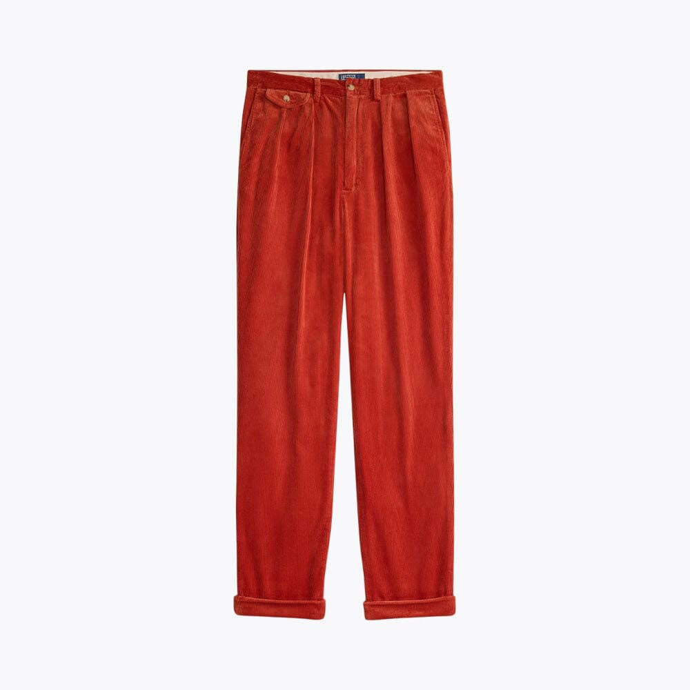 Relaxed-Fit Pleated Cotton-Corduroy Trousers