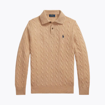 Wool-Cashmere Button-Collar Sweater