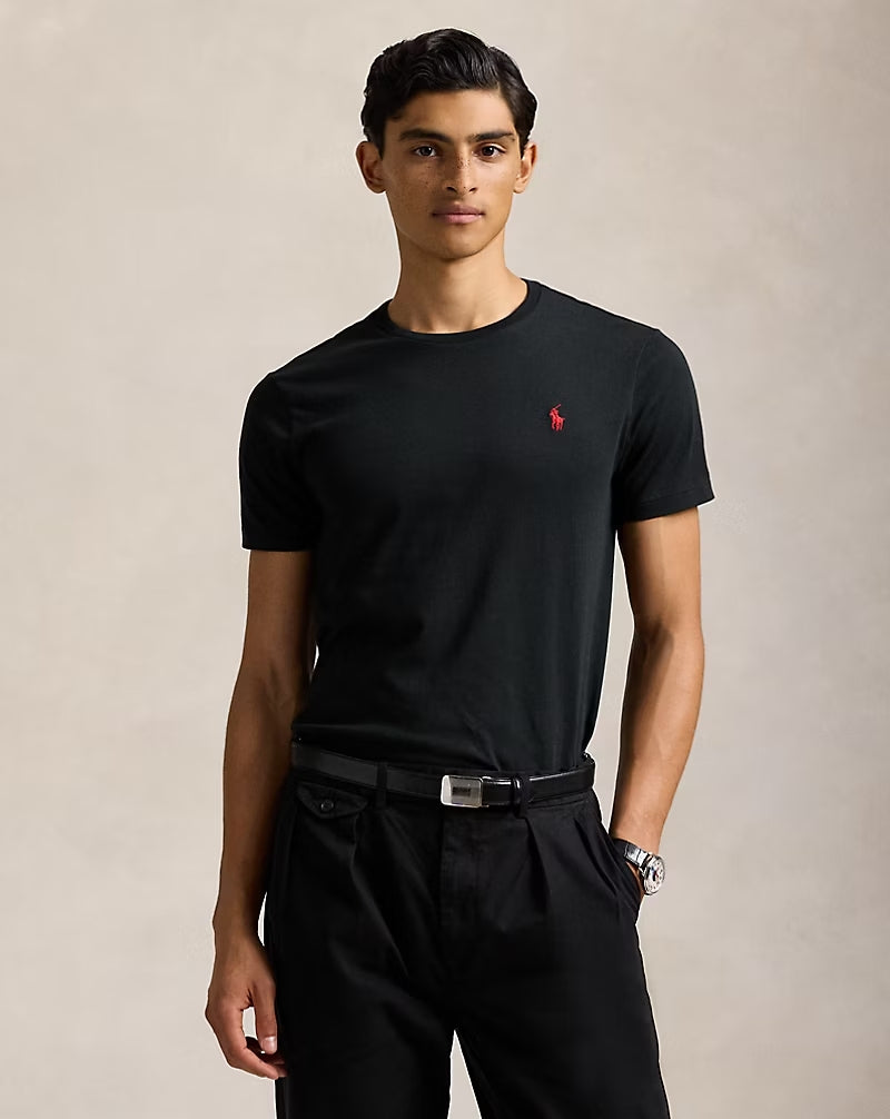 Slim-Fit Cotton Crewneck T-Shirt — Black