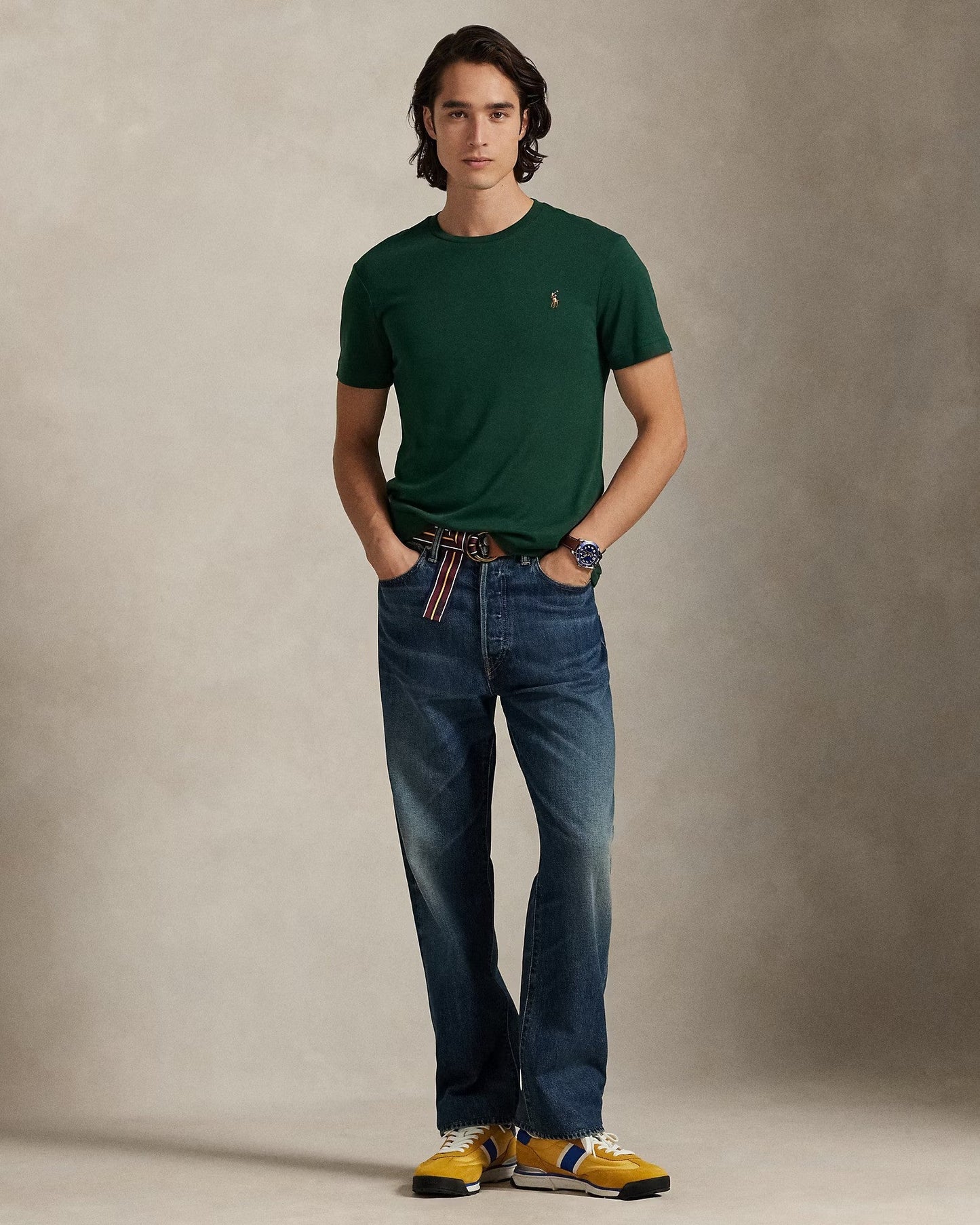 Slim-Fit Cotton Crewneck T-Shirt — Green